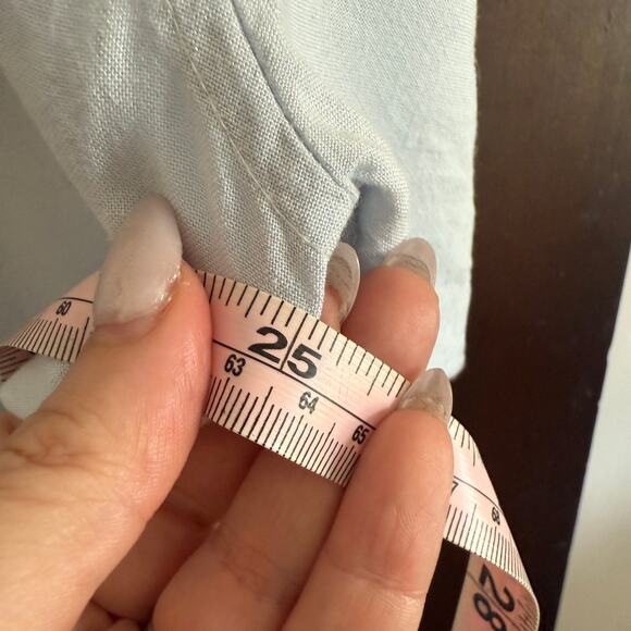 AMIANI Light Blue Linen Modal Blend Short Sleeve Button Down Shirt Extra Large - Picture 7 of 8